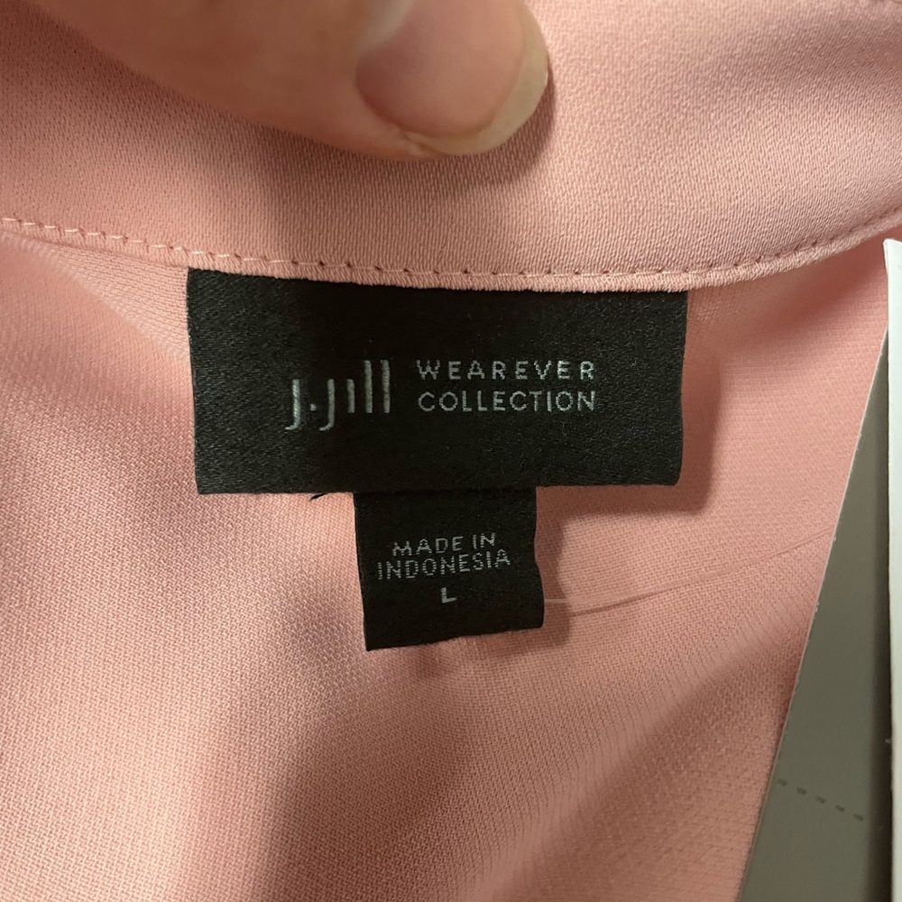 NWT J.Jill Wearever Collection Short Sleeve Pink Champ Blush Blouse Top Large - Picture 6 of 7